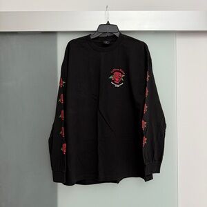 OBEY Black Long Sleeve Shirt with Red Rose Design